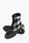Woolrich Buffalo Checked Wool And Textured Leather Combat Boots In Multi