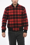 Woolrich Buffalo Checked Wool Blend Bomber Jacket In Red