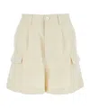 Woolrich Pleated Viscose Blend Shorts In Nude