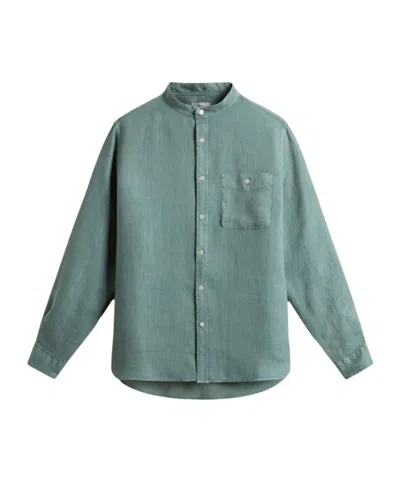Woolrich Button-down Long-sleeved Shirt In Green