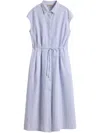 Woolrich Button-down Midi Dress With Fitted Waist And Flowing Skirt In Blue