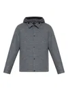 Woolrich Button-up Hooded Shirt Jacket In Gray