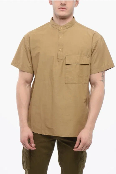 Woolrich Buttoned Corduraxwool T-shirt In Brown