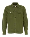 Woolrich Denim Jacket With Chest Pockets And Collar In Green