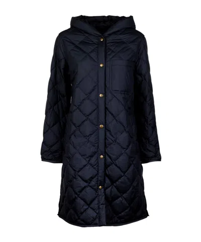 Woolrich Buttoned Hooded Coat In Blue
