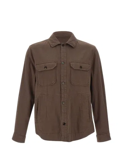 Woolrich Buttoned Pocket Coat In Brown