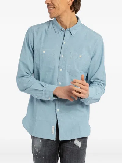 Woolrich Buttoned Pocket Shirt In Blue
