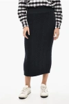 Woolrich Cable Knit Longuette With Drawstring Waist In Black