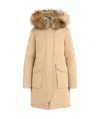 Woolrich Camel Parker Down Jacket In Nude