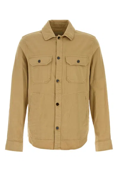 Woolrich Beige Stretch Cotton Shirt In Brown