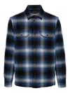 Woolrich Checked Italian Wool Blend Alaskan Padded Overshirt In Blue