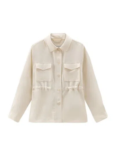Woolrich Shirt Jacket In Brown Mixed Bread In White