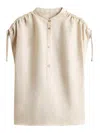 Woolrich Shirt With Gathers On Sleeves In Beige