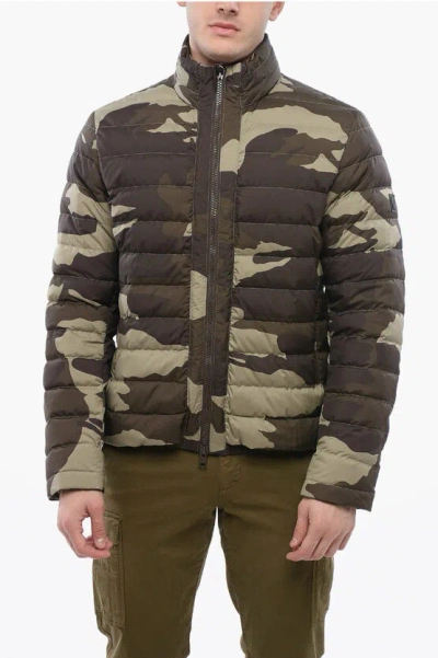 Woolrich Camouflage Bering Down Jacket In Green