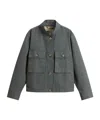 Woolrich Canvas Utility Overshirt Stand Collar Pockets In Blue