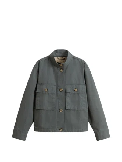 Woolrich Canvas Field Overshirt In Green
