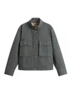 Woolrich Canvas Utility Overshirt Stand Collar Pockets In Gray