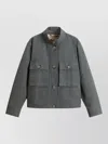 Woolrich Canvas Utility Overshirt Stand Collar Pockets In Gray