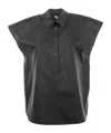 Woolrich Cap-sleeved Buttoned Shirt In Gray