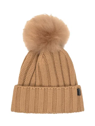 Woolrich Cap With Pon Pon In Beige