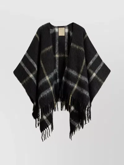 Woolrich Cape Made From Alpaca Mohair Blend In Black