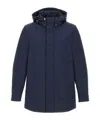 Woolrich Navy Blue Hooded Jacket With Concealed Fastening In Blue