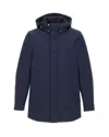 Woolrich Navy Blue Hooded Jacket With Concealed Fastening In Blue