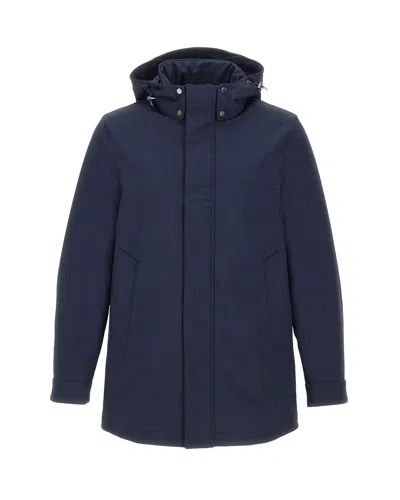 WOOLRICH SOFT SHELL COAT BARROW MACT MELTON BLUE