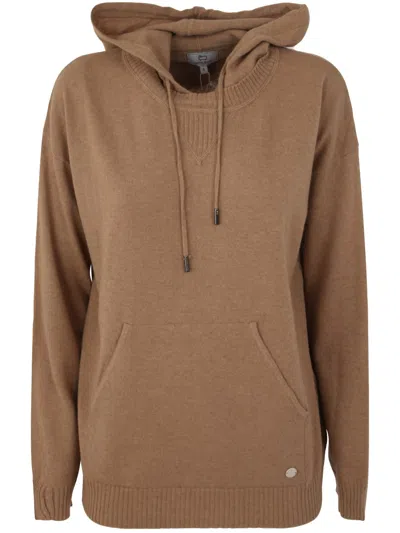 Woolrich Cashmere Blend Hoodie In Suede Brown