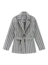 Woolrich Striped Belted Shirt In Blue