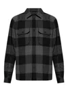 Woolrich Checked Buttoned Overshirt In Gris