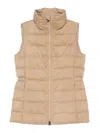 Woolrich Quilted Beige Jacket With High Stand Collar In Brown