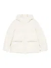 Woolrich Tailored Beige Puffer Jacket With High Collar In White