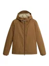 Woolrich Padded Brown Jacket With Adjustable Hood In Brown