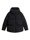Woolrich Cloud Down Jacket In Stretch Nylon With A Matte Finish In Black