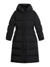 Woolrich Cloud Long Down Jacket In Stretch Nylon With A Matte Finish In Black