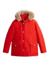 Woolrich Hooded Quilted Jackets Front Pockets In Red