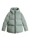 Woolrich High-collar Puffer Jacket With Horizontal Quilting In Green