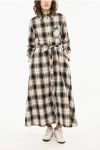 Woolrich Check Maxi Shirt Dress With Belt In Multi