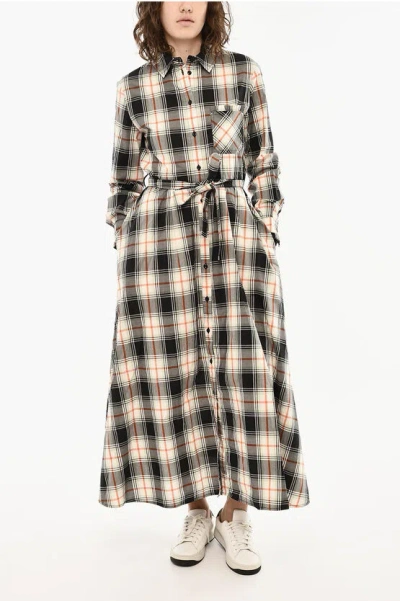Woolrich Check Maxi Shirt Dress With Belt In Multi