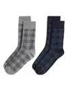Woolrich Check-pattern Socks (pack Of Two) In Blue