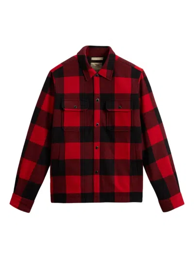 WOOLRICH CHECK-PATTERN WOOL-BLEND SHIRT JACKET