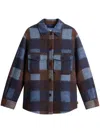 Woolrich Check Pattern Wool Over Shirt In 蓝色