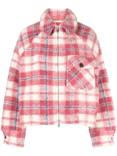 Woolrich Check-print Zip-up Jacket In Pink