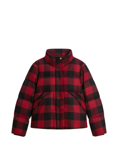 Woolrich Check Virgin-wool Puffer Jacket In Red