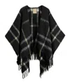Woolrich Brushed Check-pattern Cape In Black