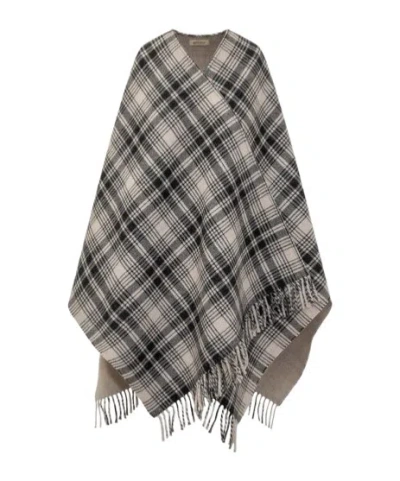 WOOLRICH WOOLRICH CHECKED FRINGED CAPE