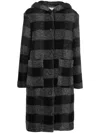 Woolrich Checked Hooded Wool-blend Coat In Black