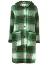 Woolrich Checked Hooded Wool-blend Coat In Green