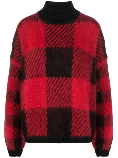 Woolrich Checked-intarsia Knitted Jumper In Red